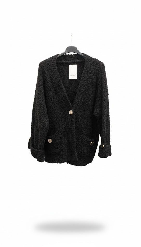 Cardigan cu bucle si buzunare