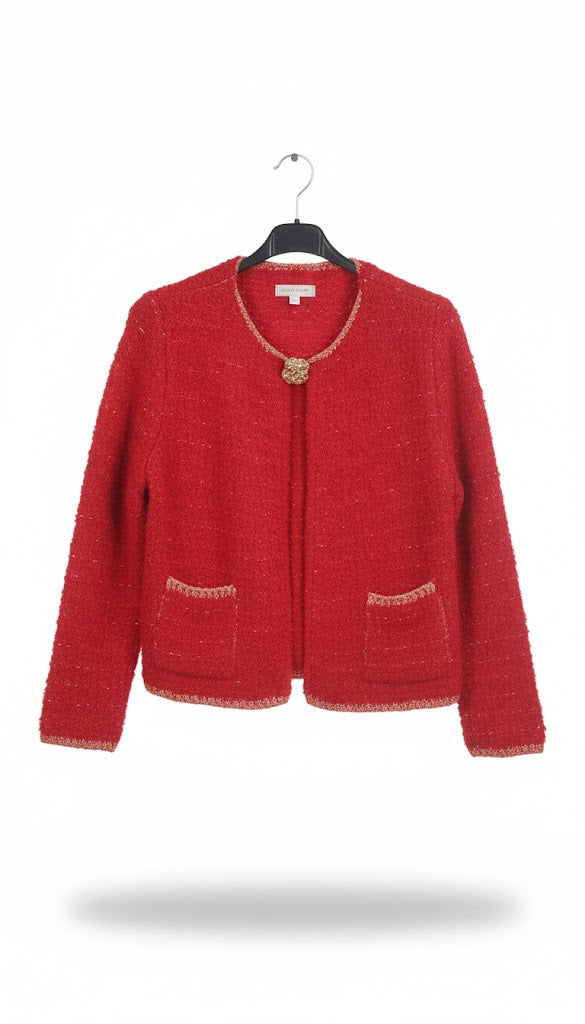 Sacou cu bucle,buzunare și brosa accesoriu