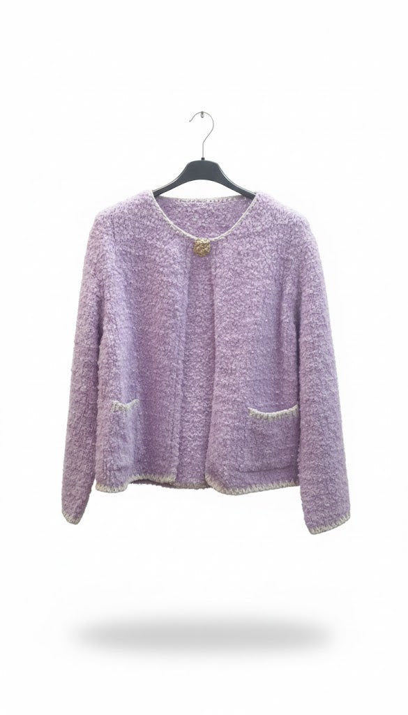 Sacou cu bucle,buzunare și brosa accesoriu